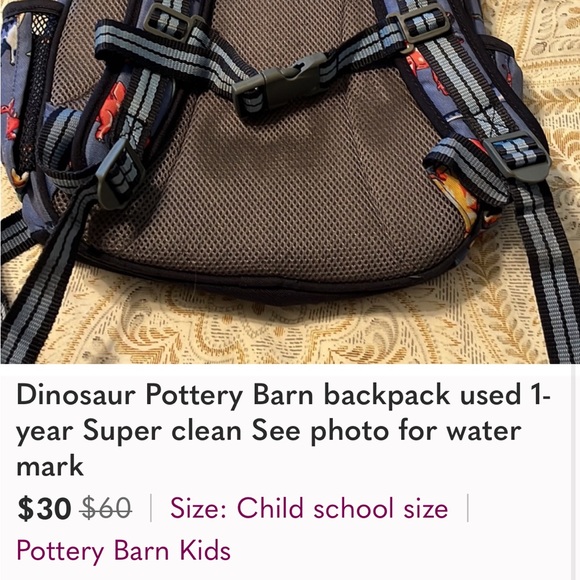 ONLY (2)items: POTTERY BARN  Mackenzie Dino Back Pack; NEW Thermos NEW LUNCH Box - Picture 6 of 8